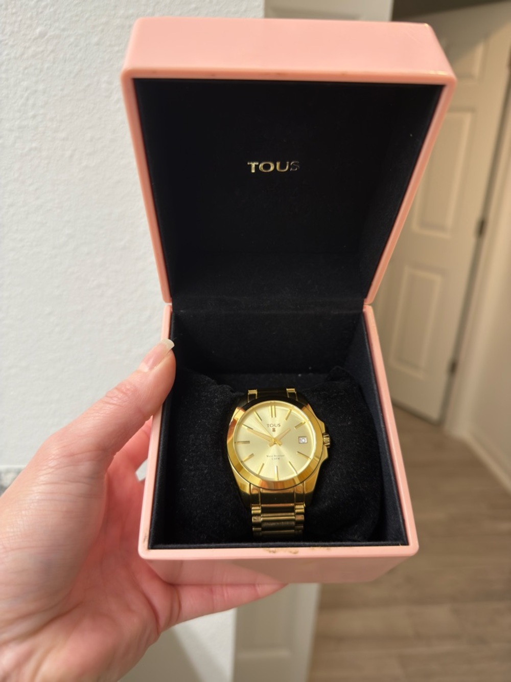 TOUS Gold-Tone Women’s Bracelet Watch in Pink Case ORIGINAL Perfect condition